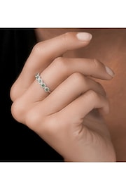 The Diamond Store Green Emerald and Halo Diamond Stellato Eternity Ring in 9K White Gold - Image 4 of 5