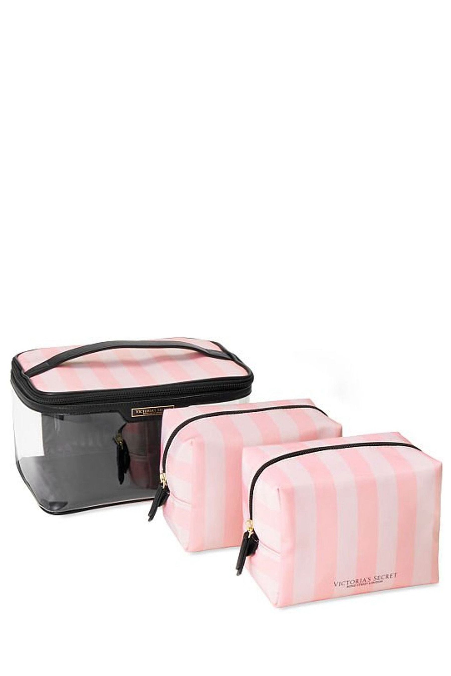 Victoria secret signature stripe beauty bag on sale