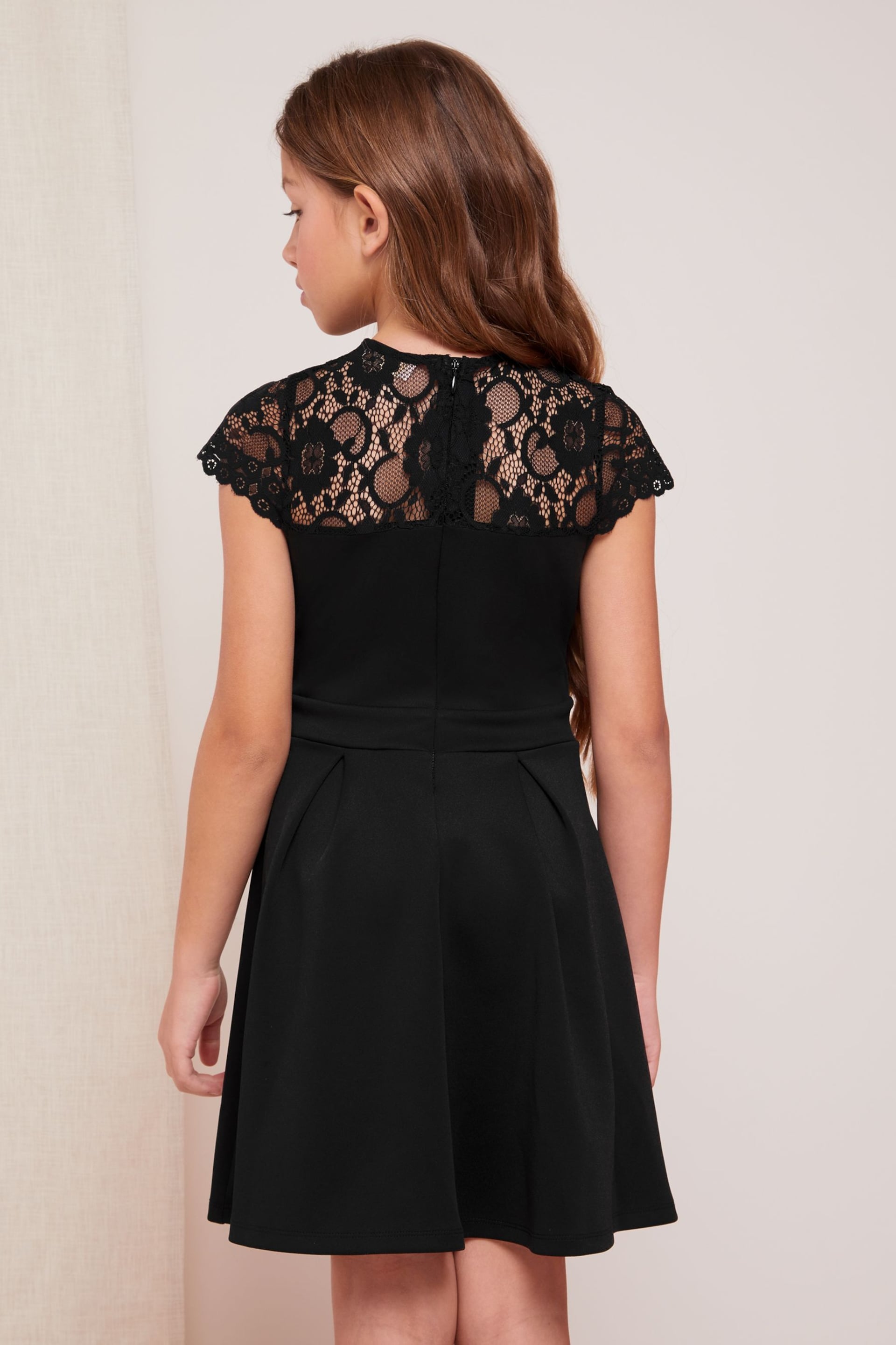 Lipsy Black Lace Yoke Dress - Image 3 of 4