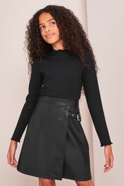 Lipsy Black 2in1 PU Dress - Image 1 of 4