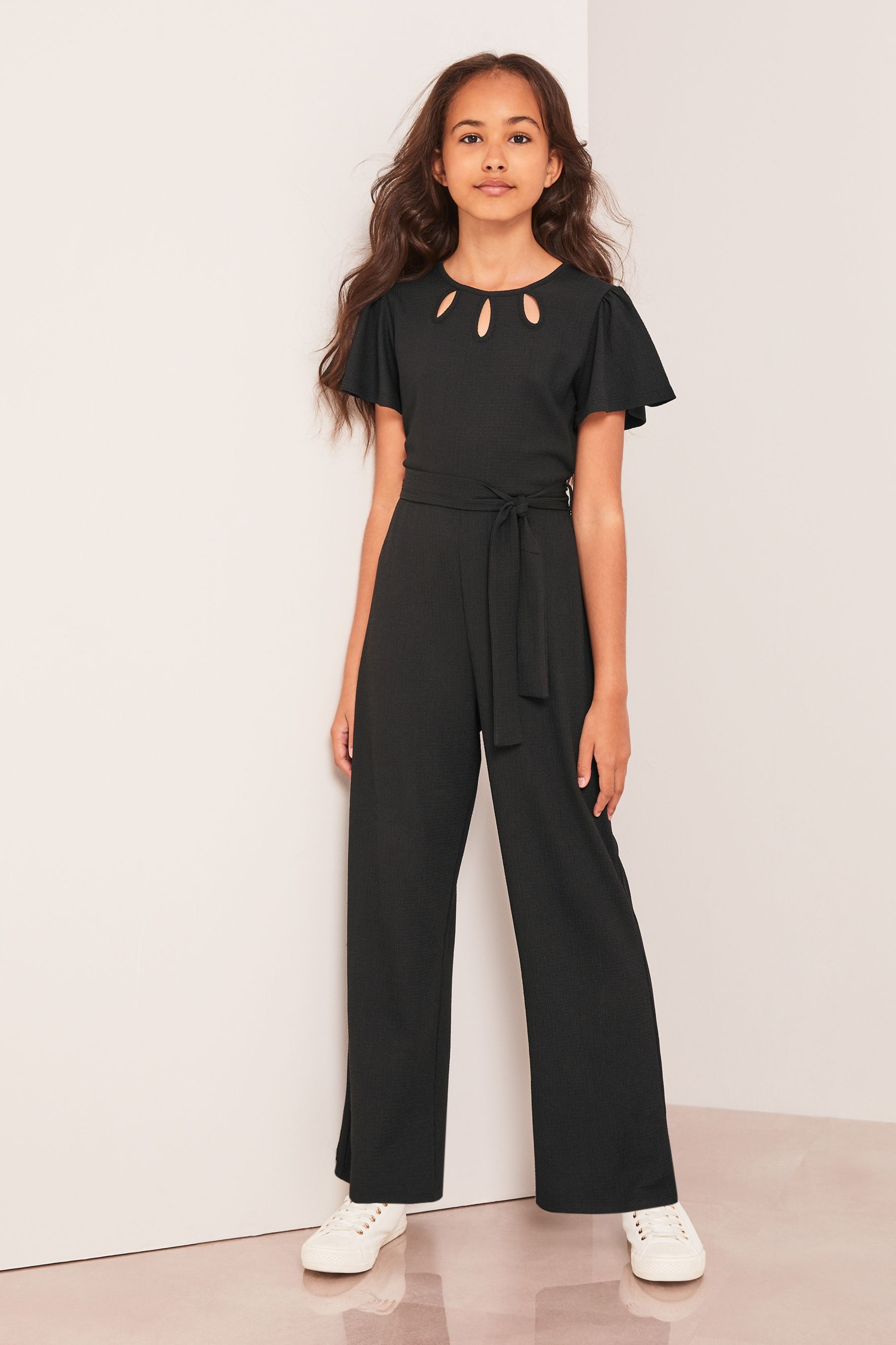 Buy Lipsy Black Cut Out Flutter Sleeve Jumpsuit from Next Luxembourg