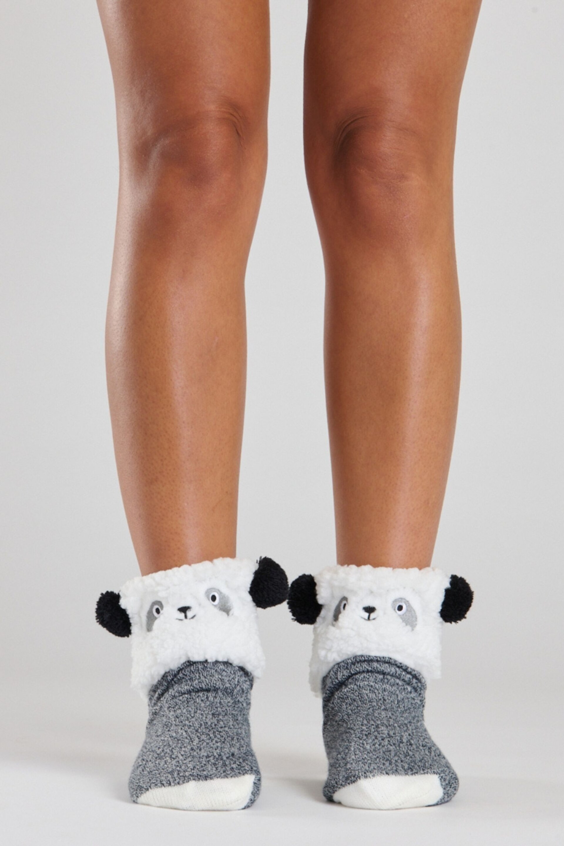 Loungeable Grey Panda Knit Socks - Image 2 of 2