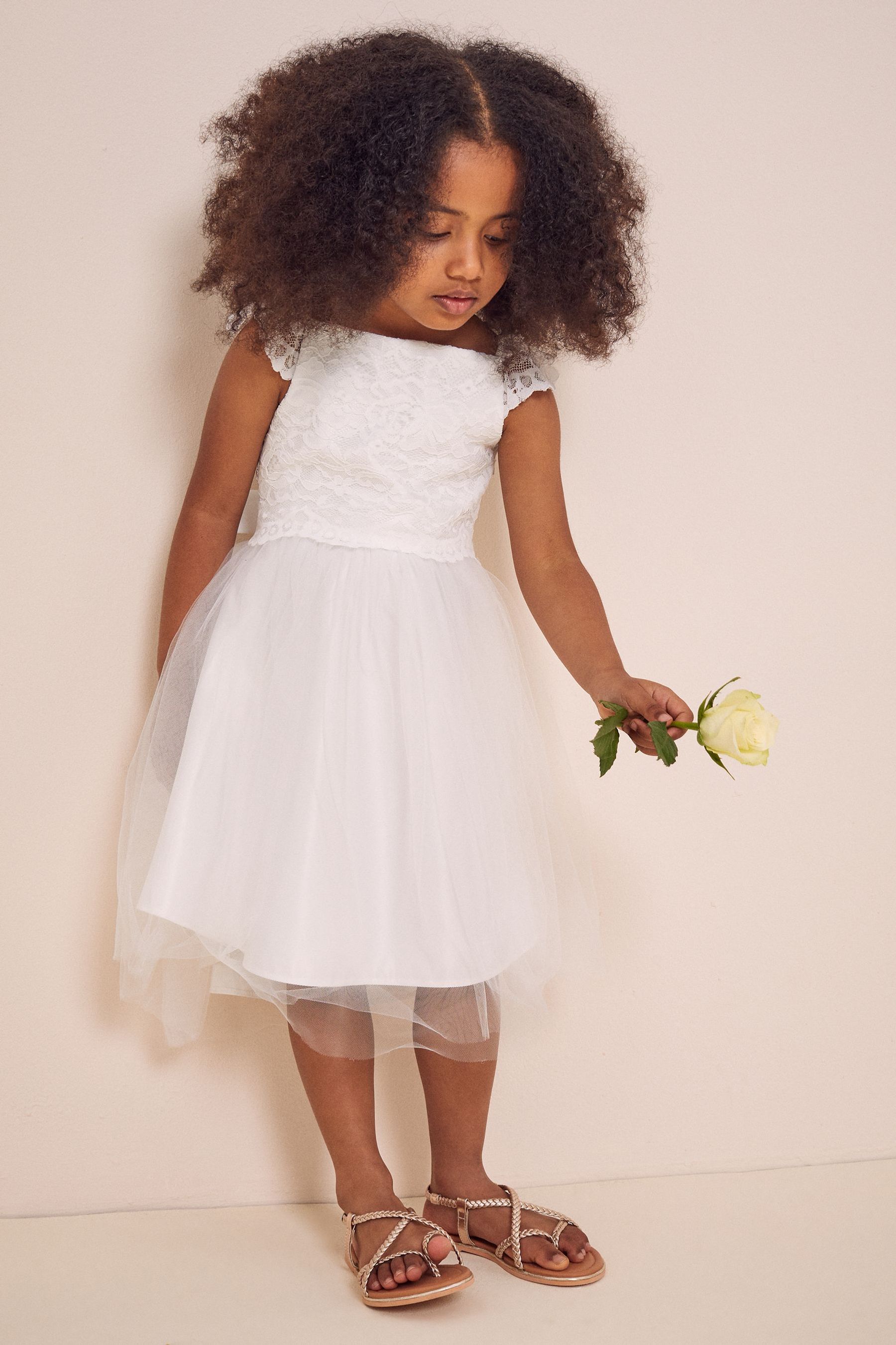 Buy Lipsy Ivory Tulle Flower Girl Mini Dress from Next Luxembourg