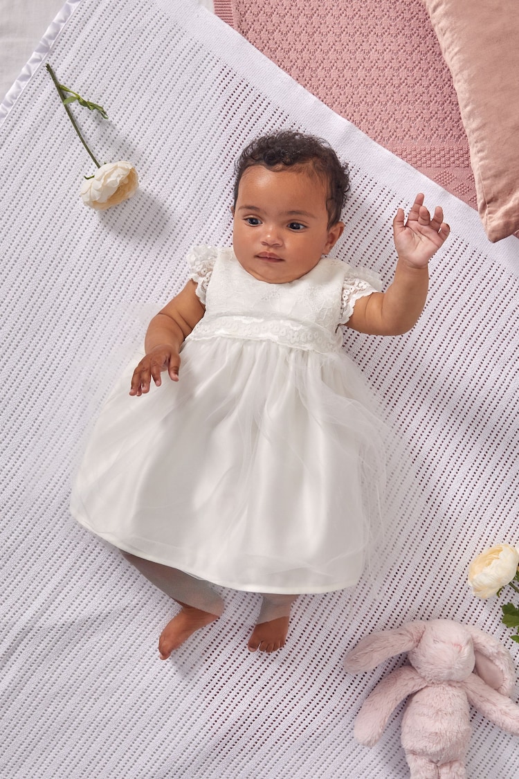 Lipsy Ivory Lace Baby Flower Girl Dress - Image 2 of 6