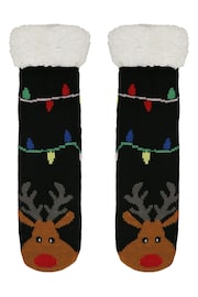 Loungeable Black Men's Christmas Reindeer Cosy Socks - Image 4 of 5