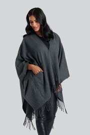 South Beach Grey Knitted Fringe Wrap - Image 3 of 4