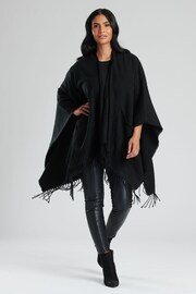 South Beach Black Knitted Fringe Wrap - Image 4 of 5