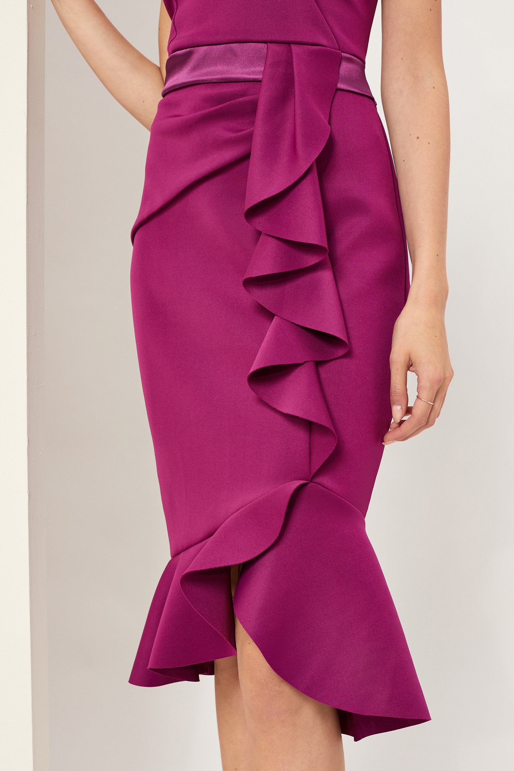 Buy Lipsy Purple Satin Bardot Bodycon Dress from Next Luxembourg