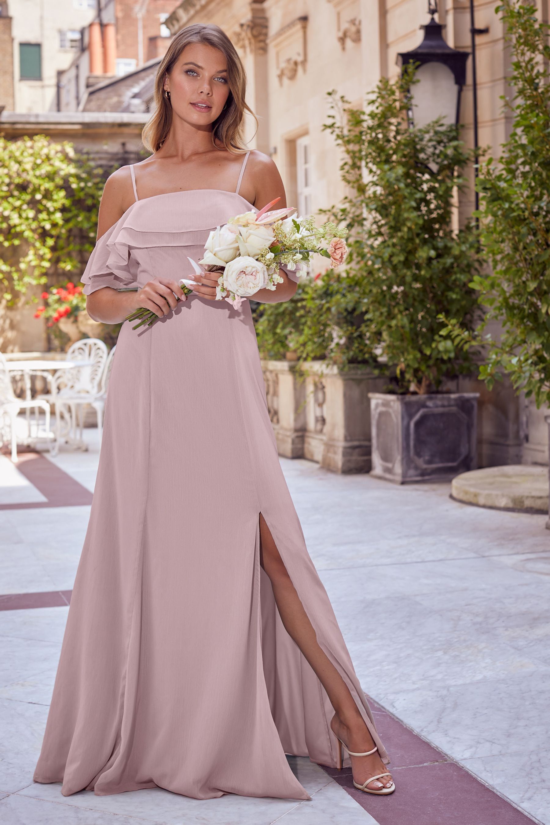 Purple cold shoulder maxi dress sale