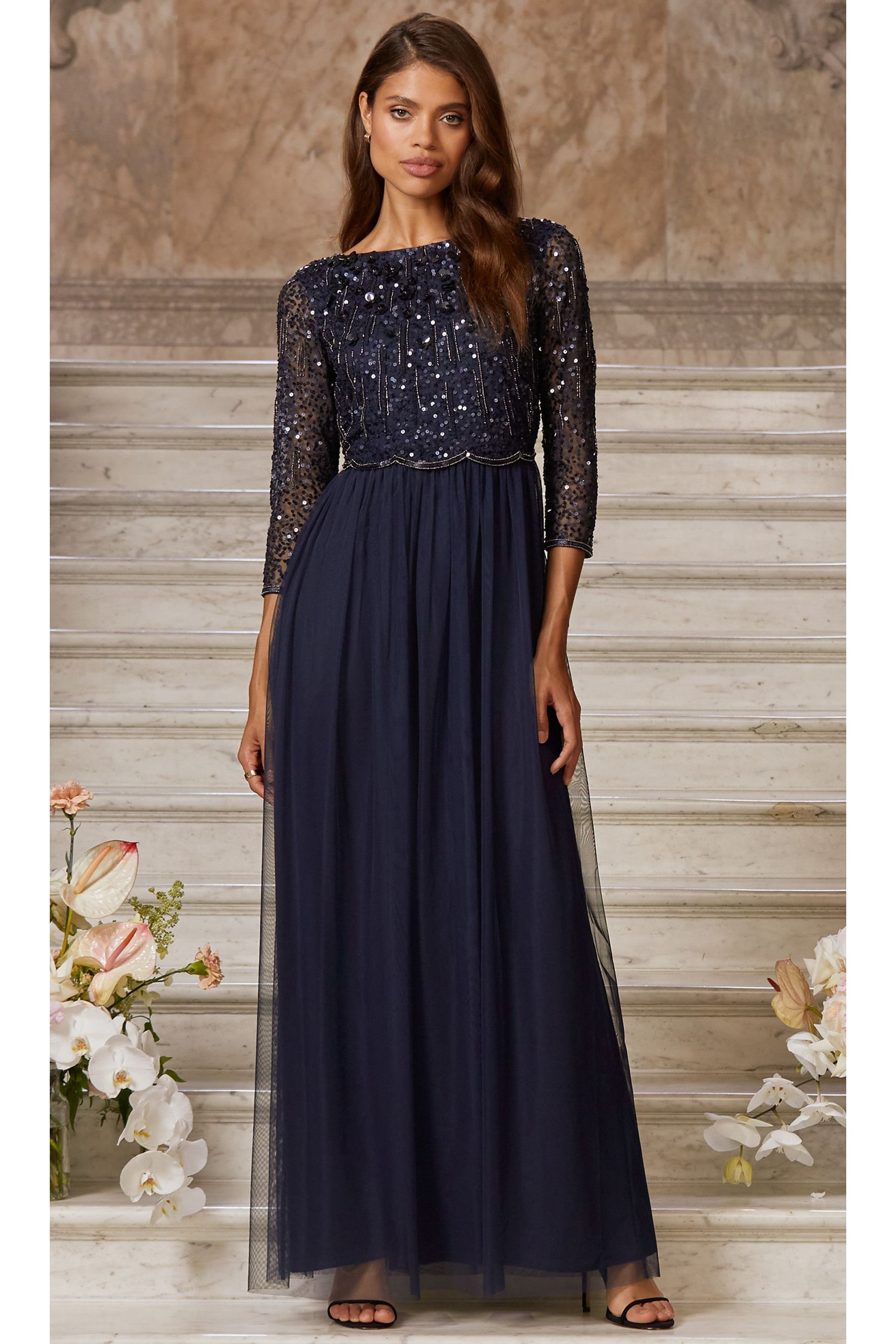 Mid sleeve maxi dress cheap