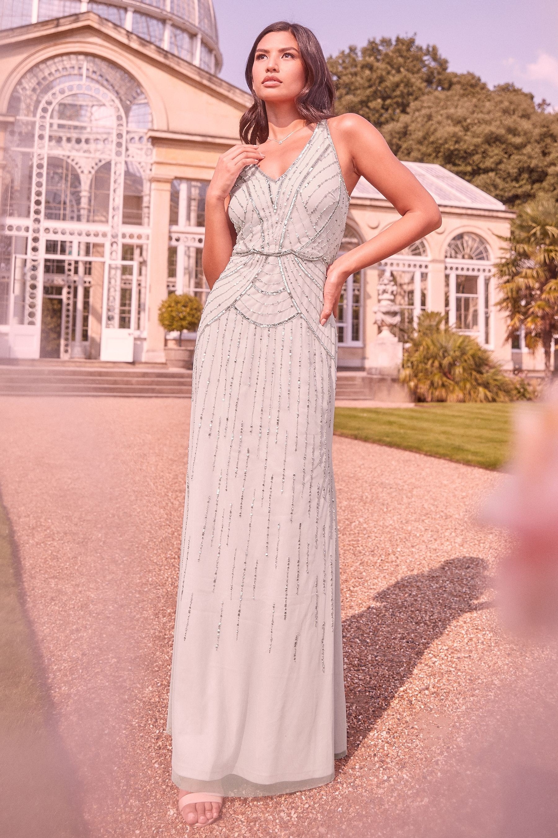 Buy Lipsy Silver Embellished Vneck Bridesmaid Dress from Next Luxembourg