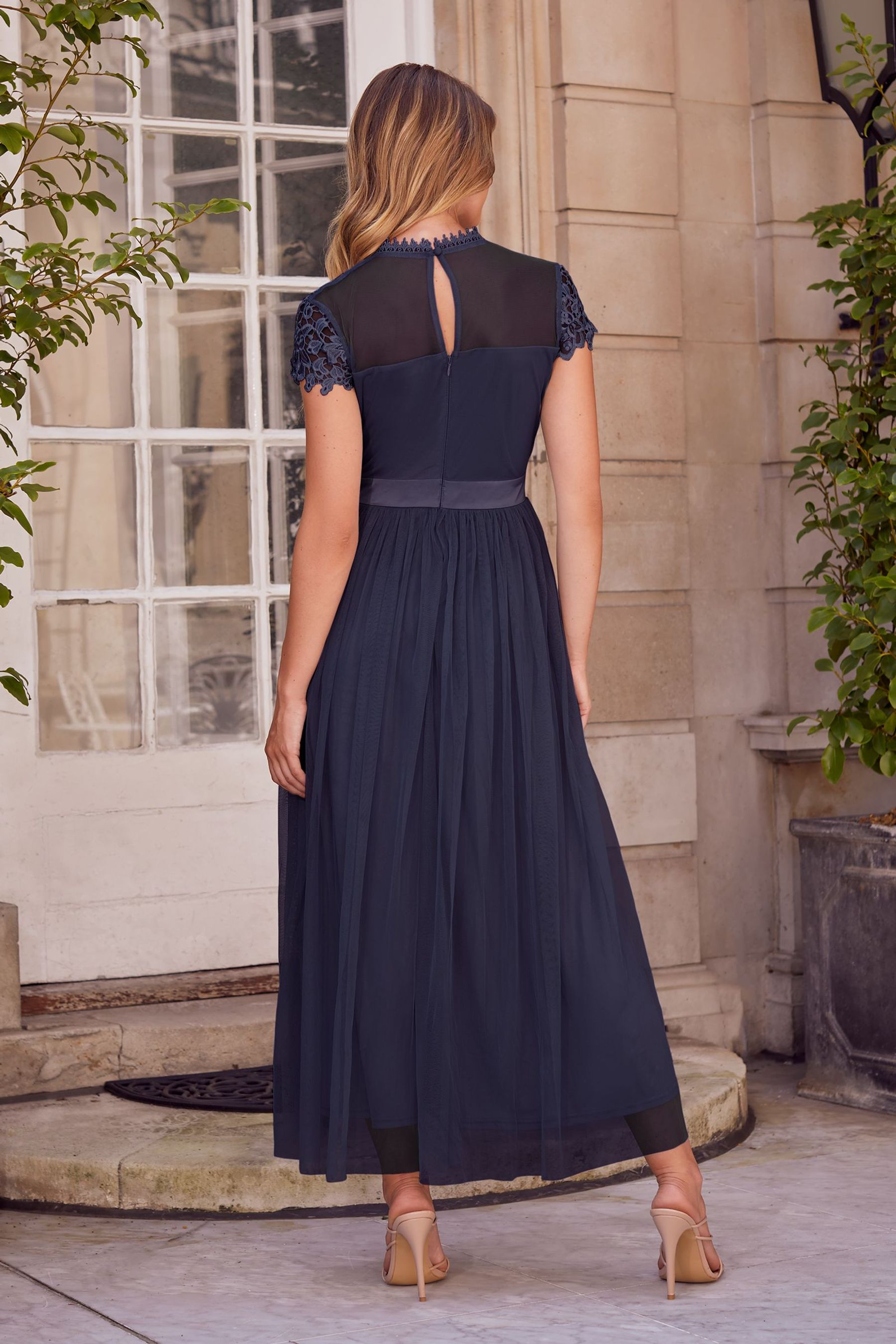 Buy Lipsy Navy Lace Top Tulle Bridesmaid Midi Dress from Next Luxembourg