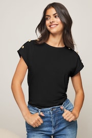 Lipsy Black Round Neck T-Shirt - Image 1 of 4