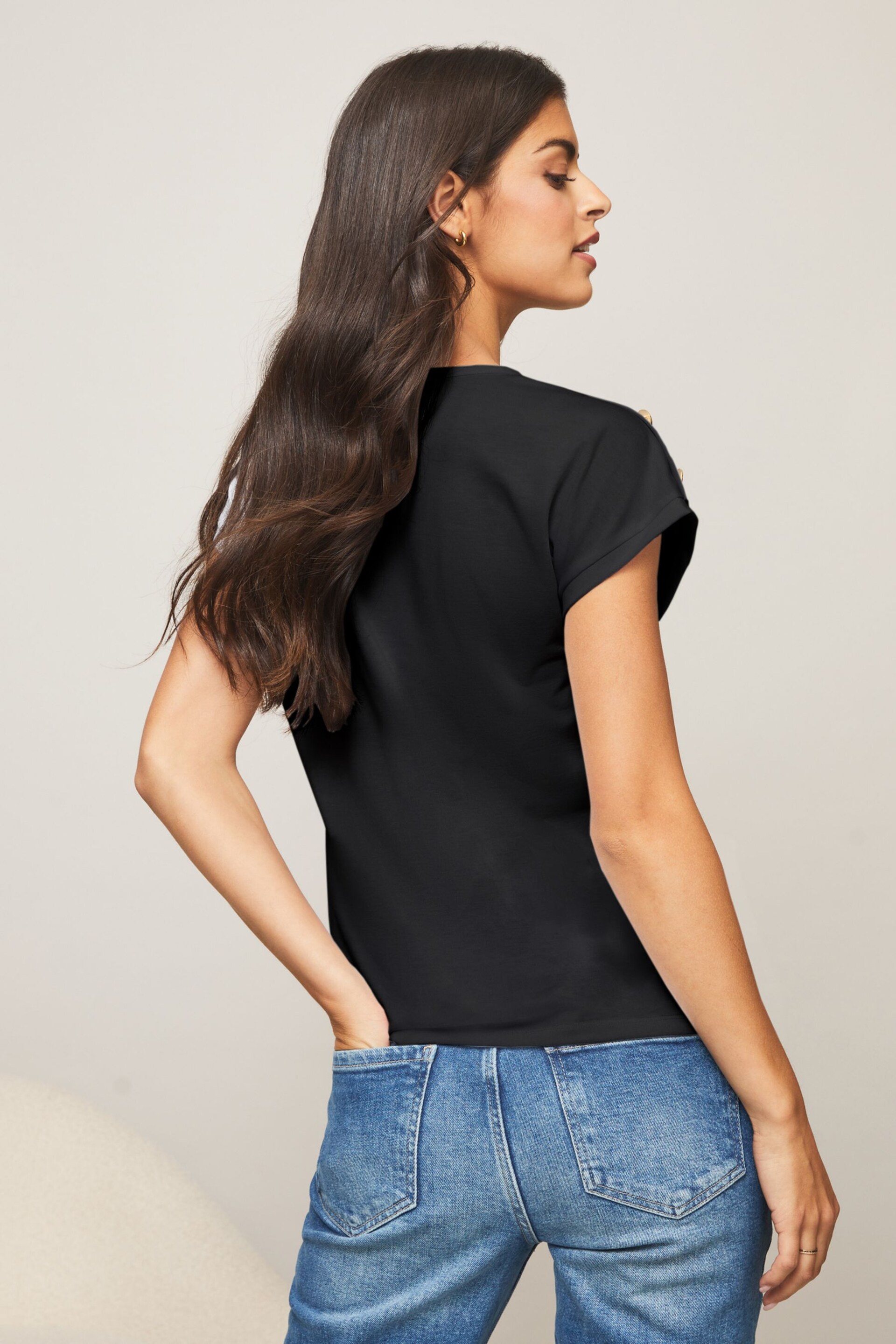 Lipsy Black Round Neck T-Shirt - Image 2 of 4