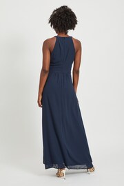 VILA Navy Halter Neck Tulle Maxi Dress - Image 2 of 5