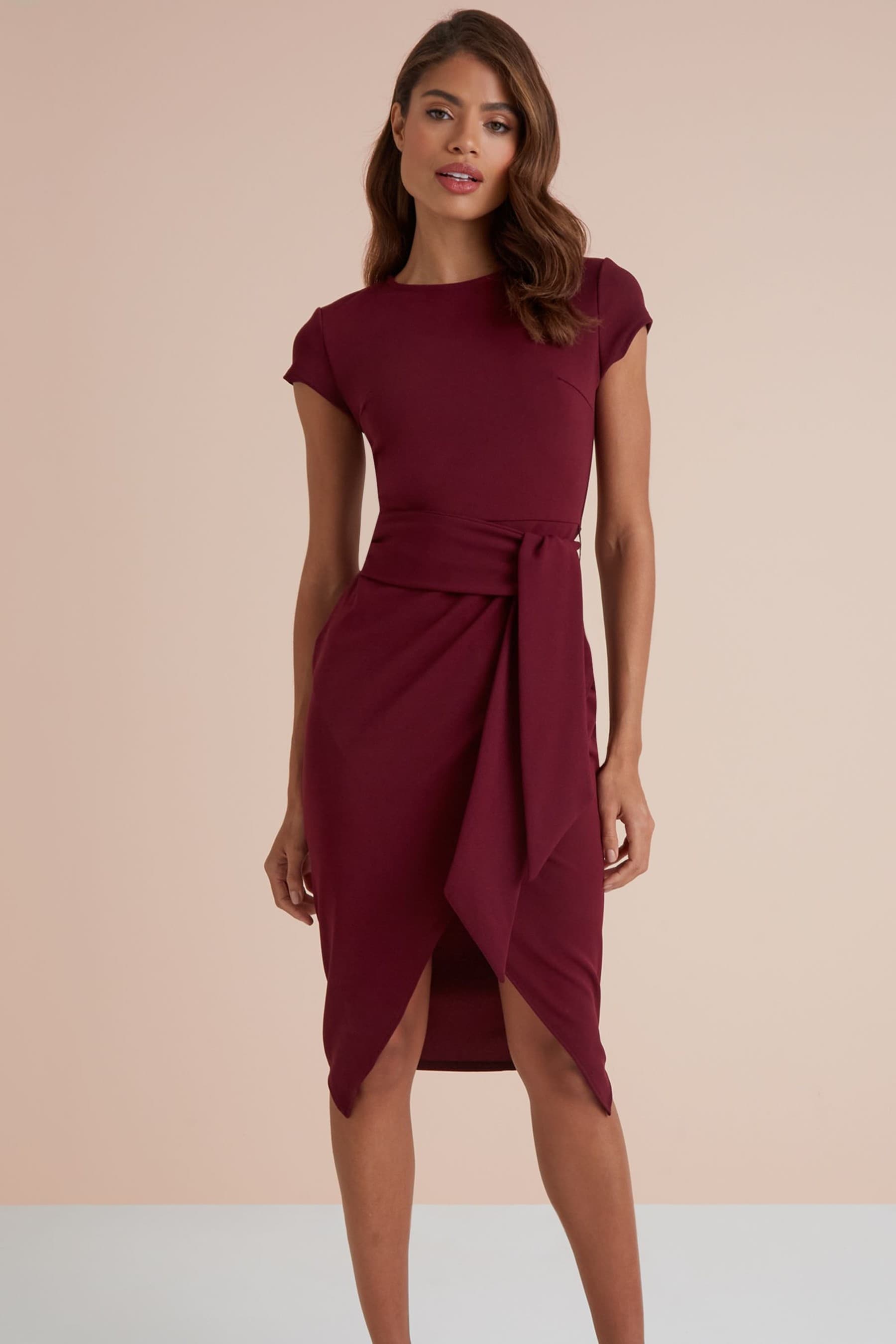 Buy Lipsy Berry Red Regular Tie Waist Bodycon Dress from Next Luxembourg