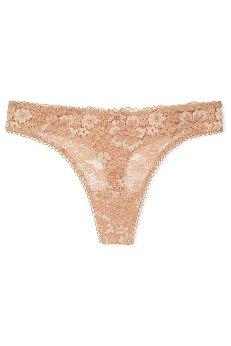 Victoria's Secret Praline Nude Lace Thong Knickers - Image 1 of 1