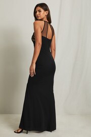 Lipsy Black Applique Halter Maxi Dress - Image 2 of 4