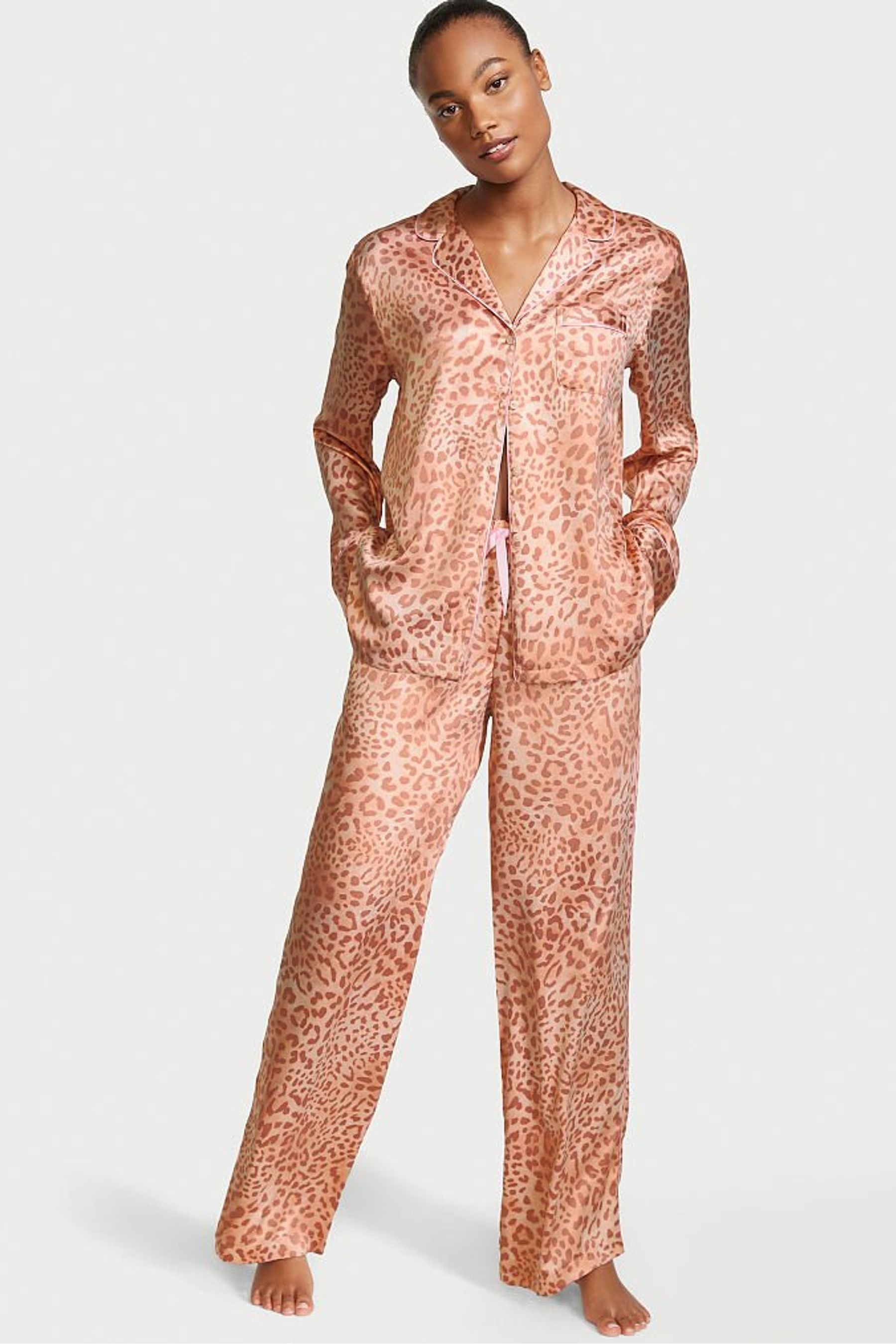 Buy Victoria s Secret Leopard Satin Long Pyjama Set from Next Ireland