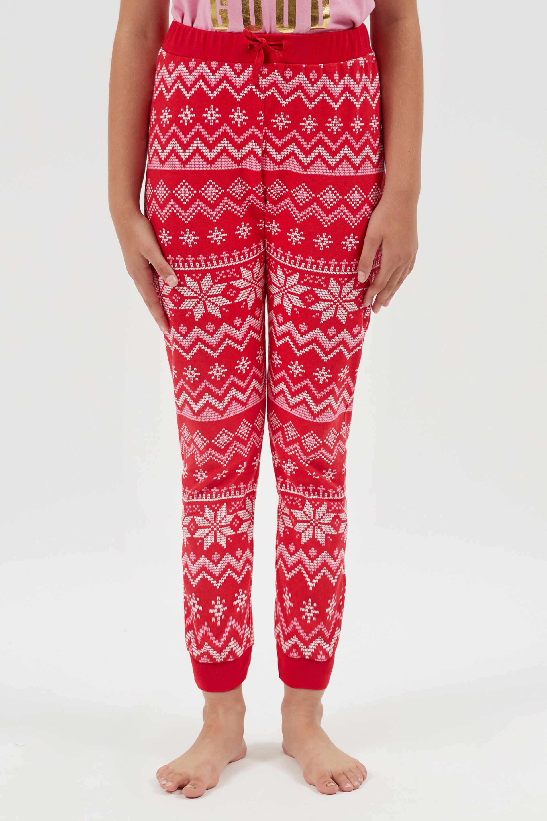 Society 8 Pink & Red Dear Santa Pyjama Set - Image 1 of 5