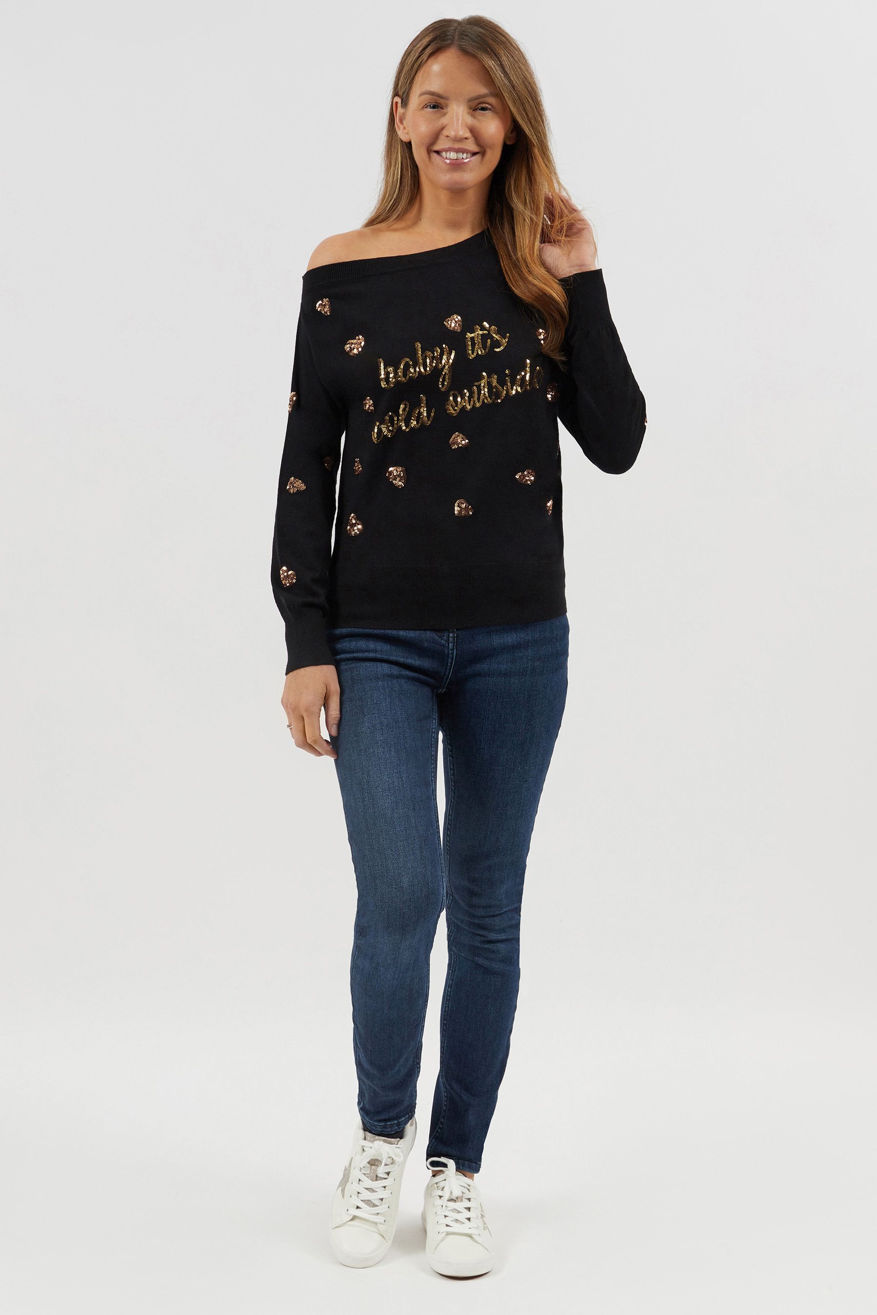Buy Fashion Union Baby It s Cold One Shoulder Christmas Jumper from Next Luxembourg