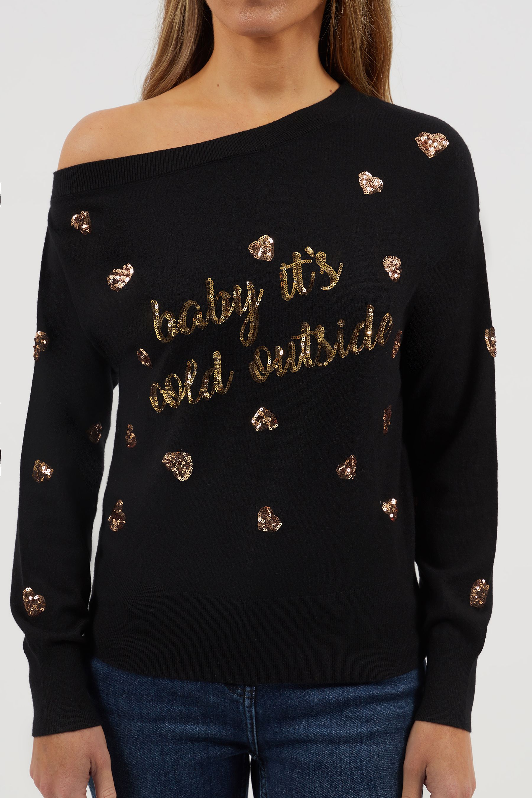 One shoulder christmas jumper on sale