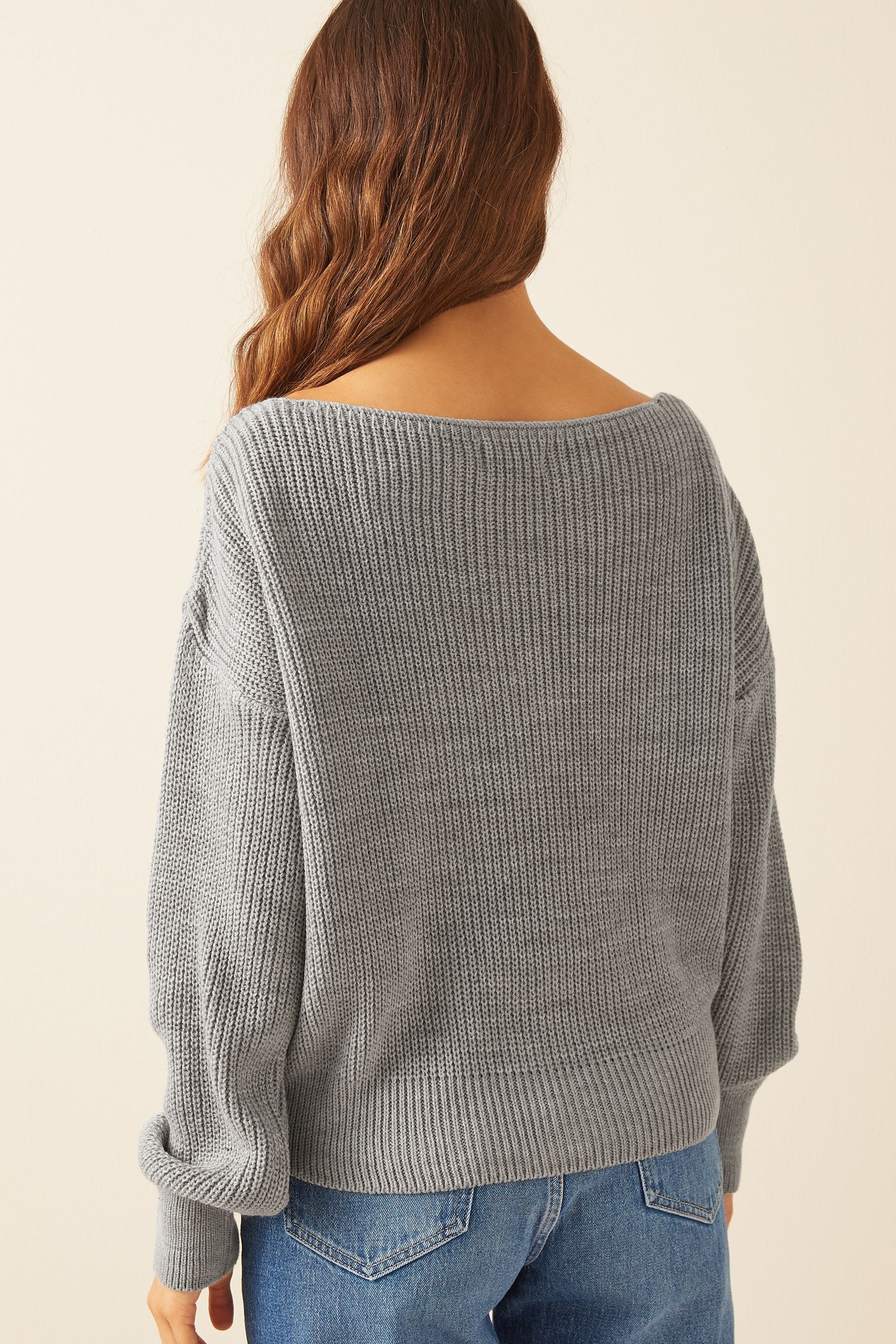 Friends Like These Grey Off The Shoulder Jumper
