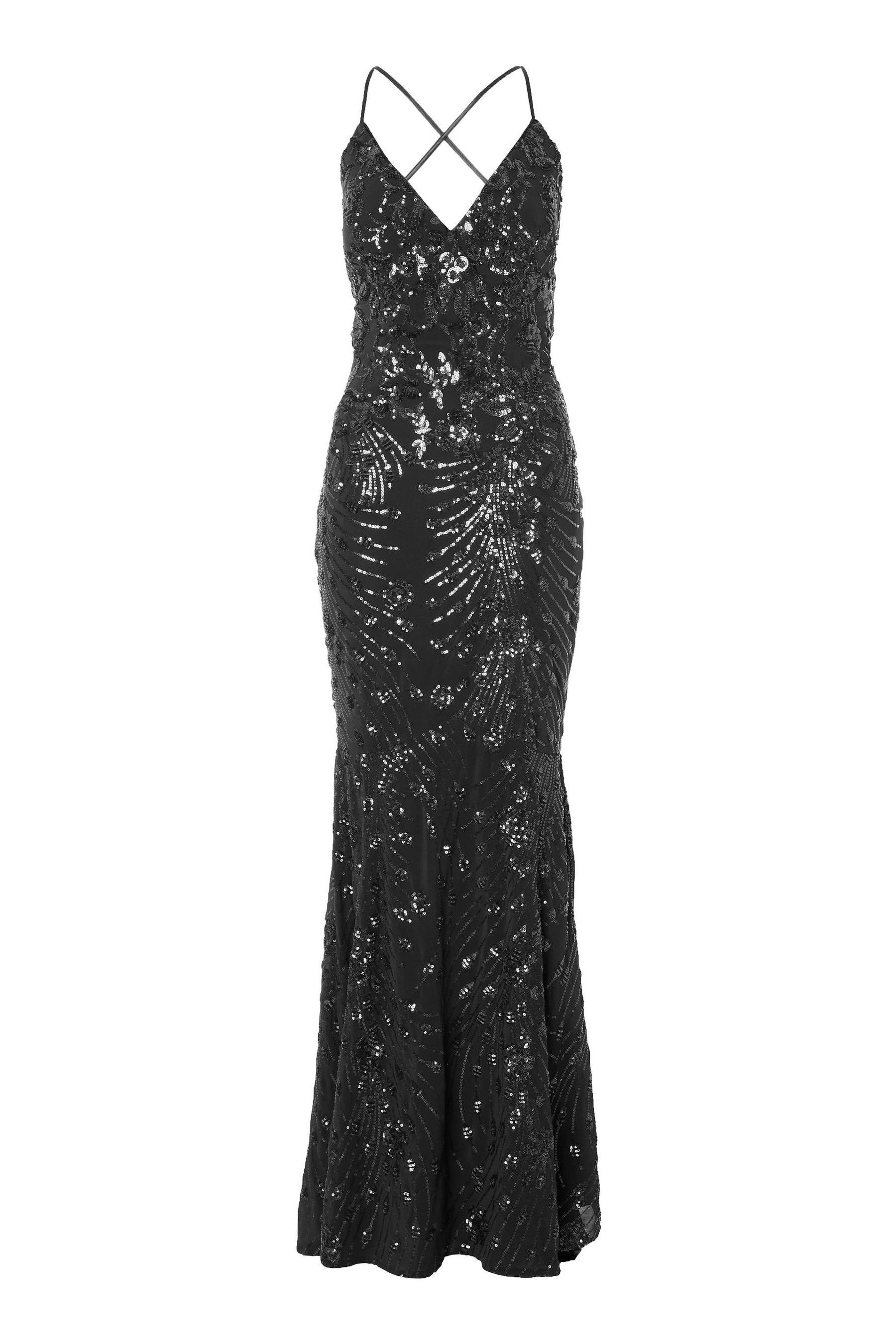 Quiz black sequin v neck maxi dress deals