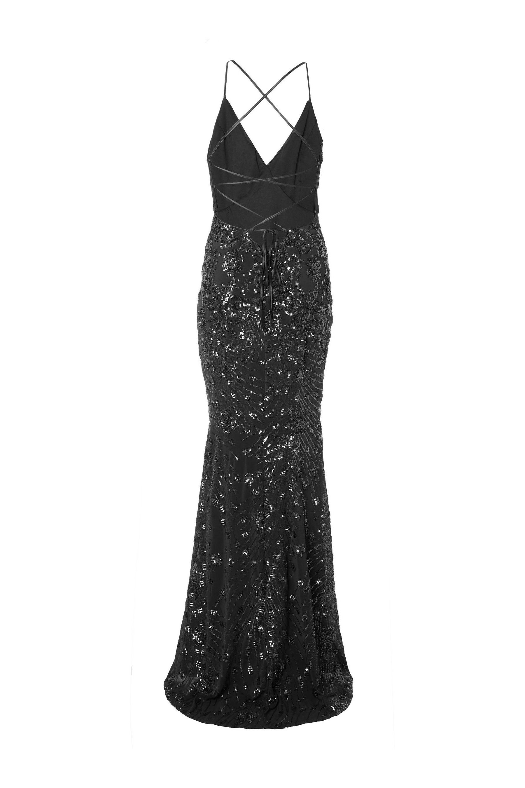 Buy Quiz Black Sequin Cross Back Maxi Dress from Next Luxembourg