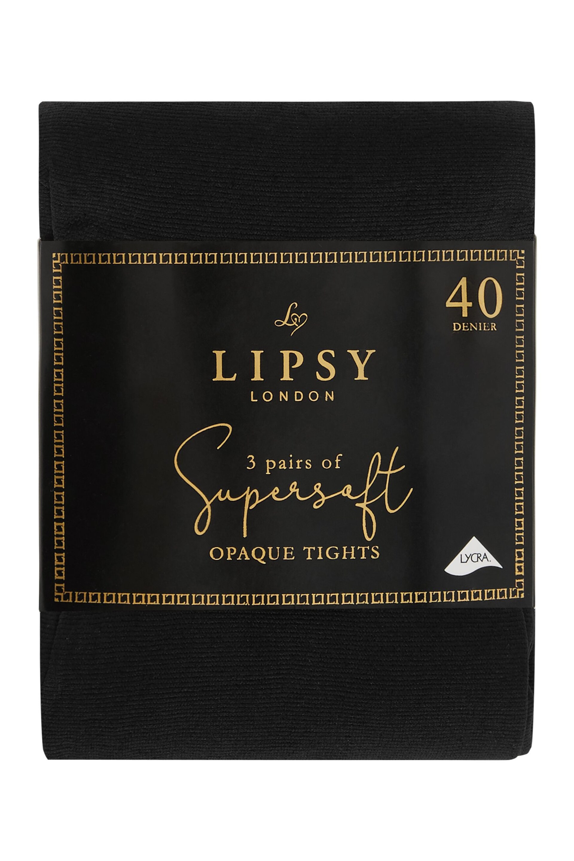 Lipsy Black 3 Pack Super Soft 40 Denier Tights - Image 3 of 3