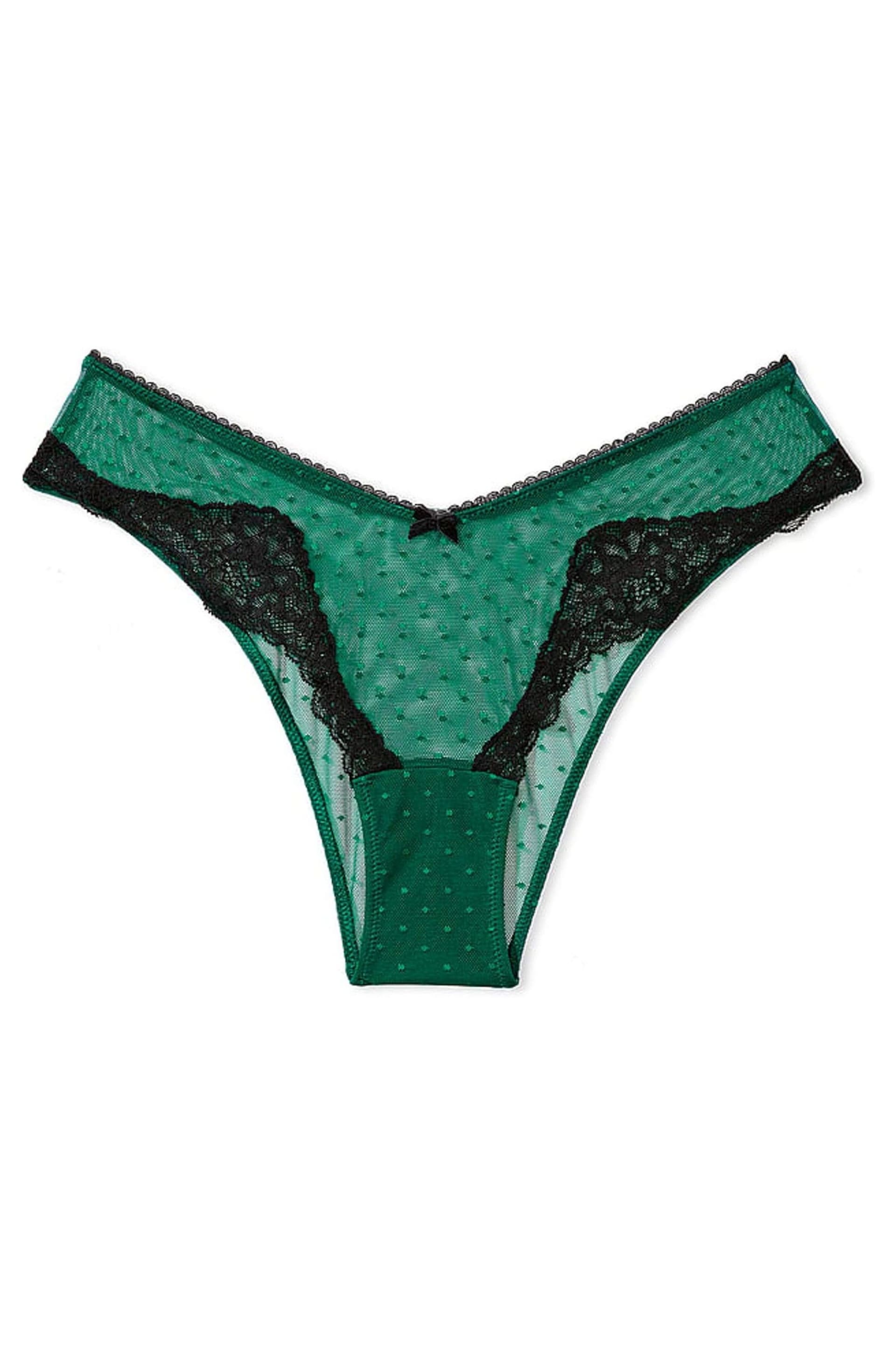 Victoria's Secret Black Ivy Green Black Lace Brazilian Knickers - Image 3 of 3