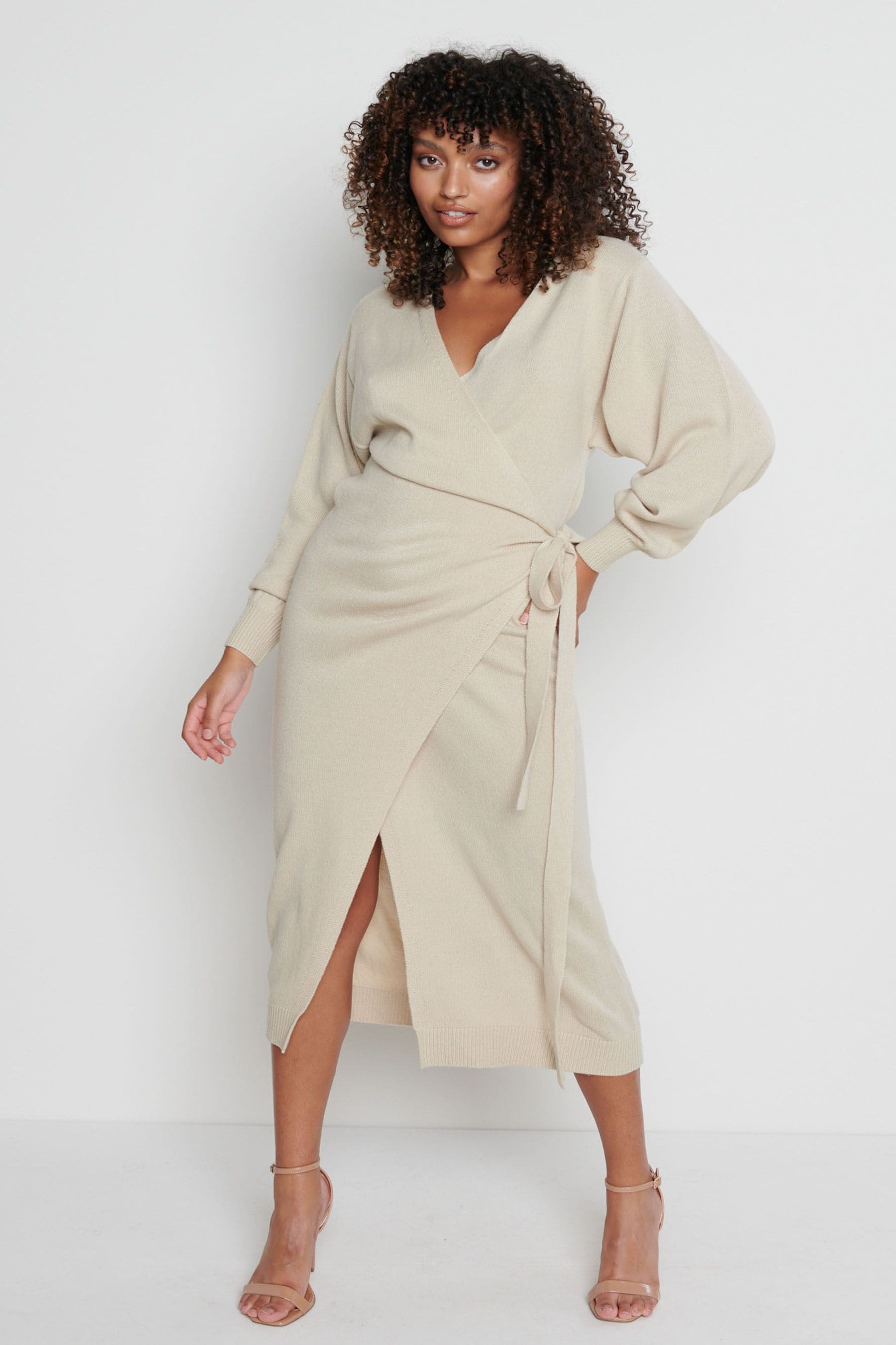 Buy Pretty Lavish Cream Beau Wrap Midi Dress from Next Ireland
