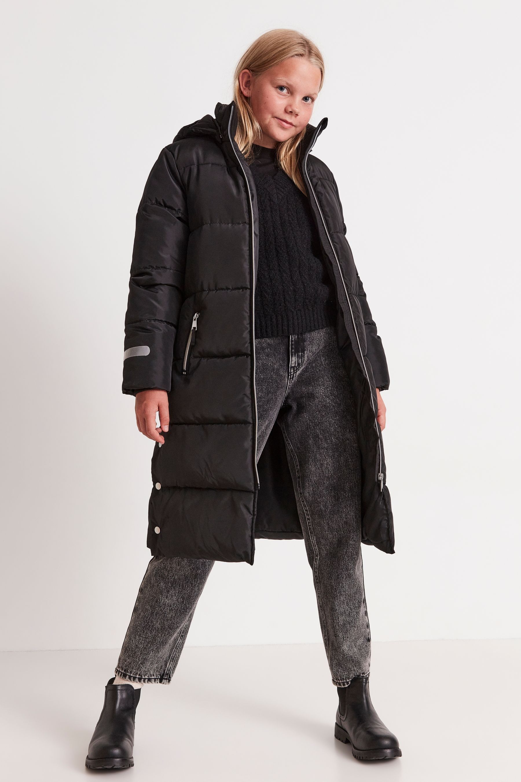 Buy Lindex Black Kids Long Puffer Jacket from Next Luxembourg