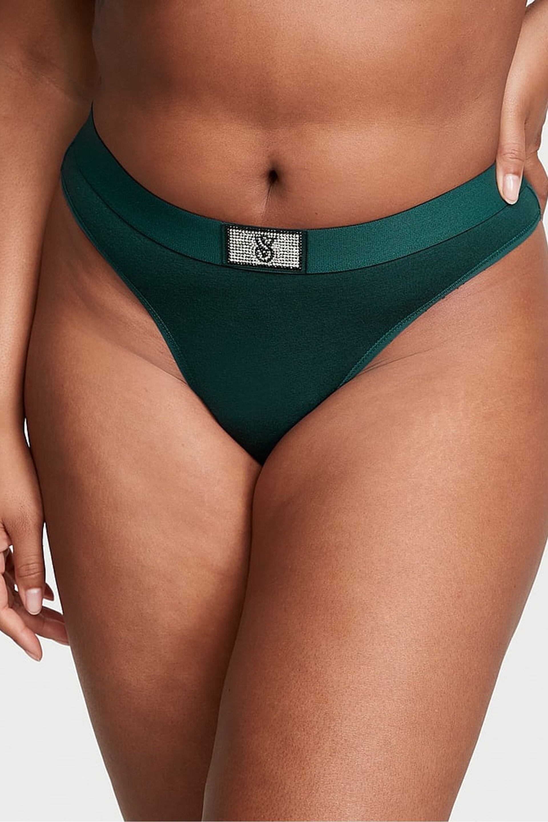 Victoria's Secret Black Ivy Green Thong Knickers - Image 1 of 3