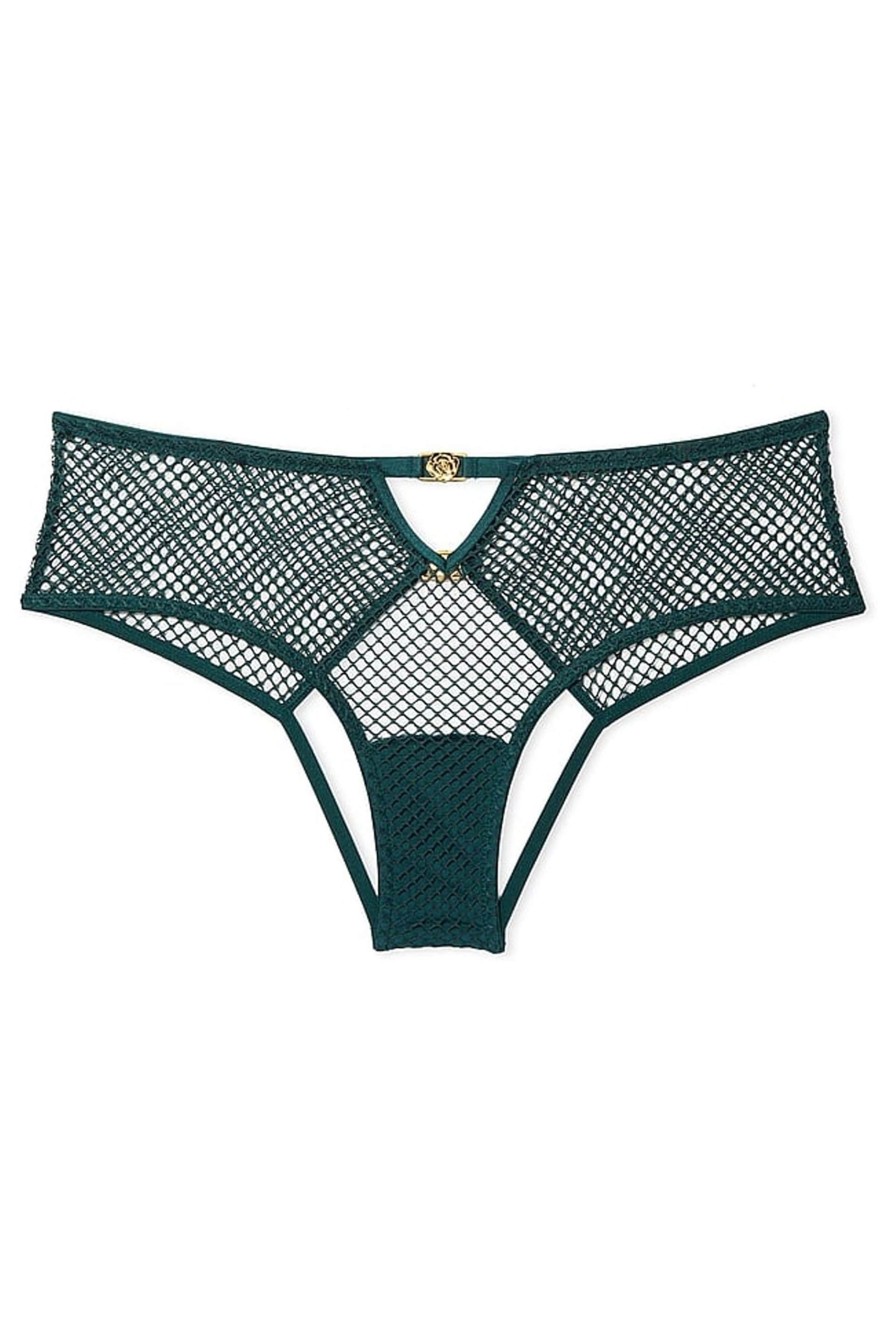 Victoria's Secret Black Ivy Green Fishnet Cheeky Knickers - Image 3 of 3