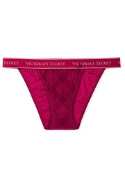 Victoria's Secret Claret Red Festive Tartan Cheeky Logo Knickers - Image 3 of 3