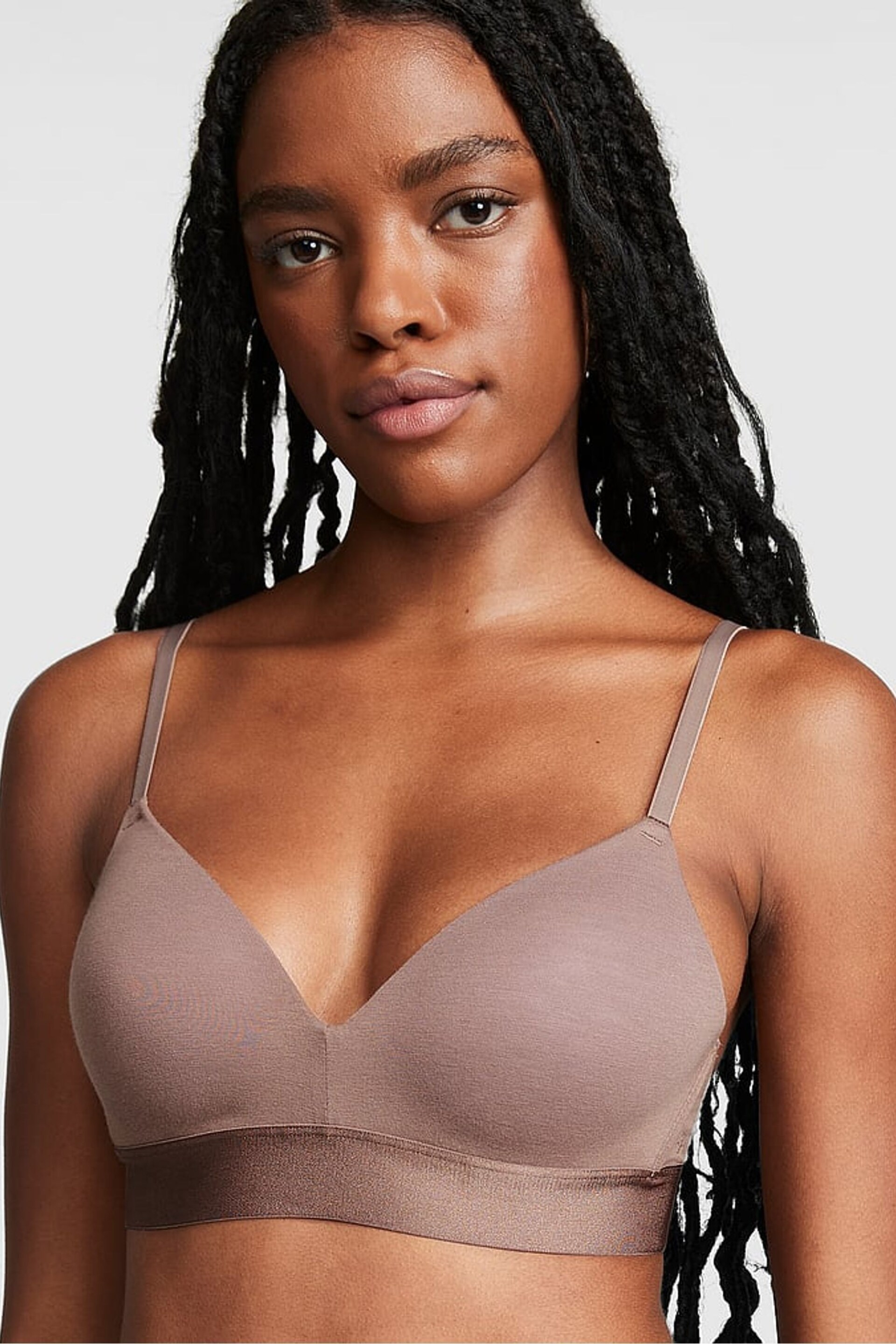 Victoria's Secret PINK Iced Coffee Brown Non Wired Lightly Lined Cotton Bra - Image 1 of 3