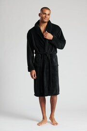 Loungeable Black SuperSoft Fleece Dressing Gown - Image 2 of 5