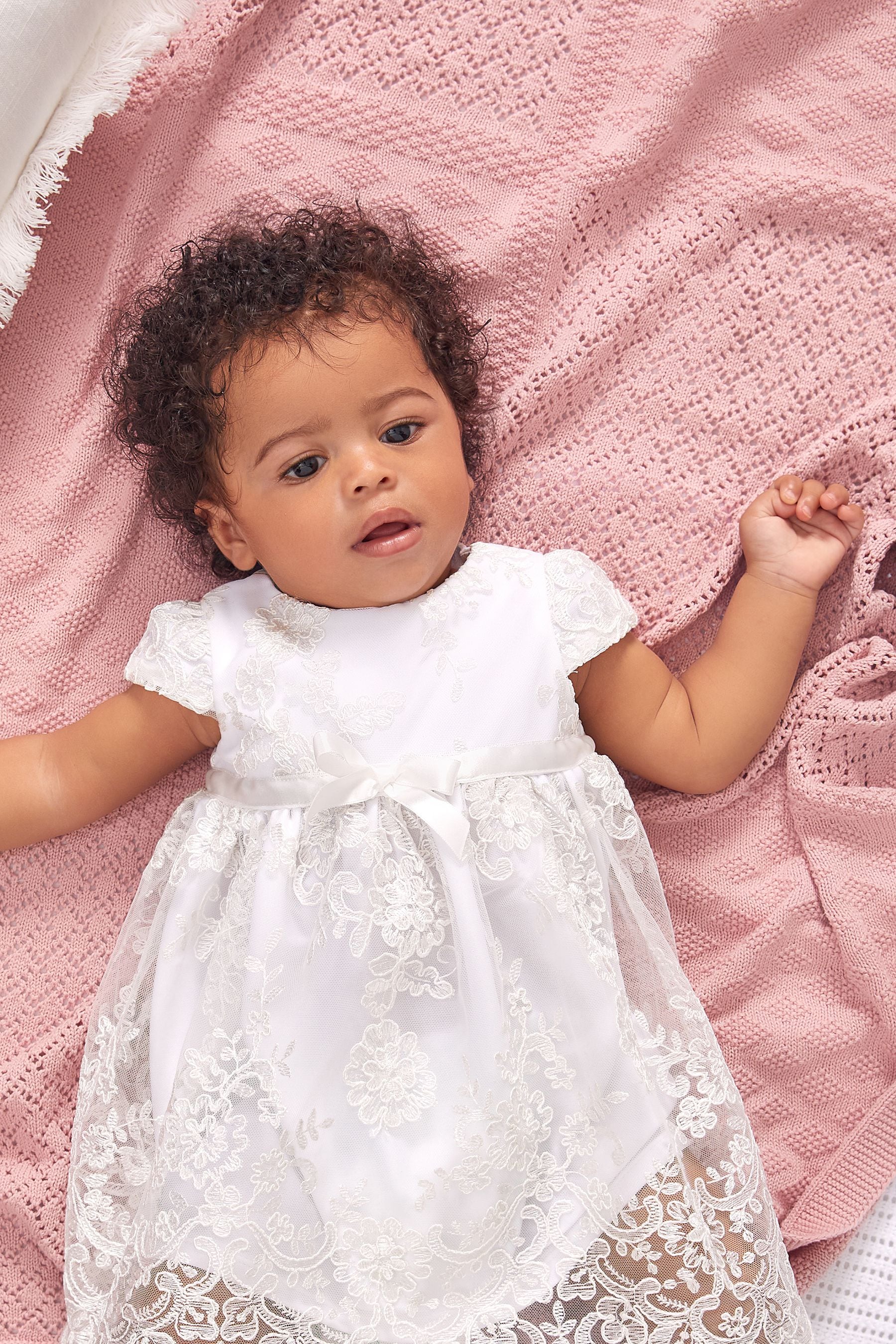 Buy Lipsy Baby Lace Christening Dress from Next Luxembourg