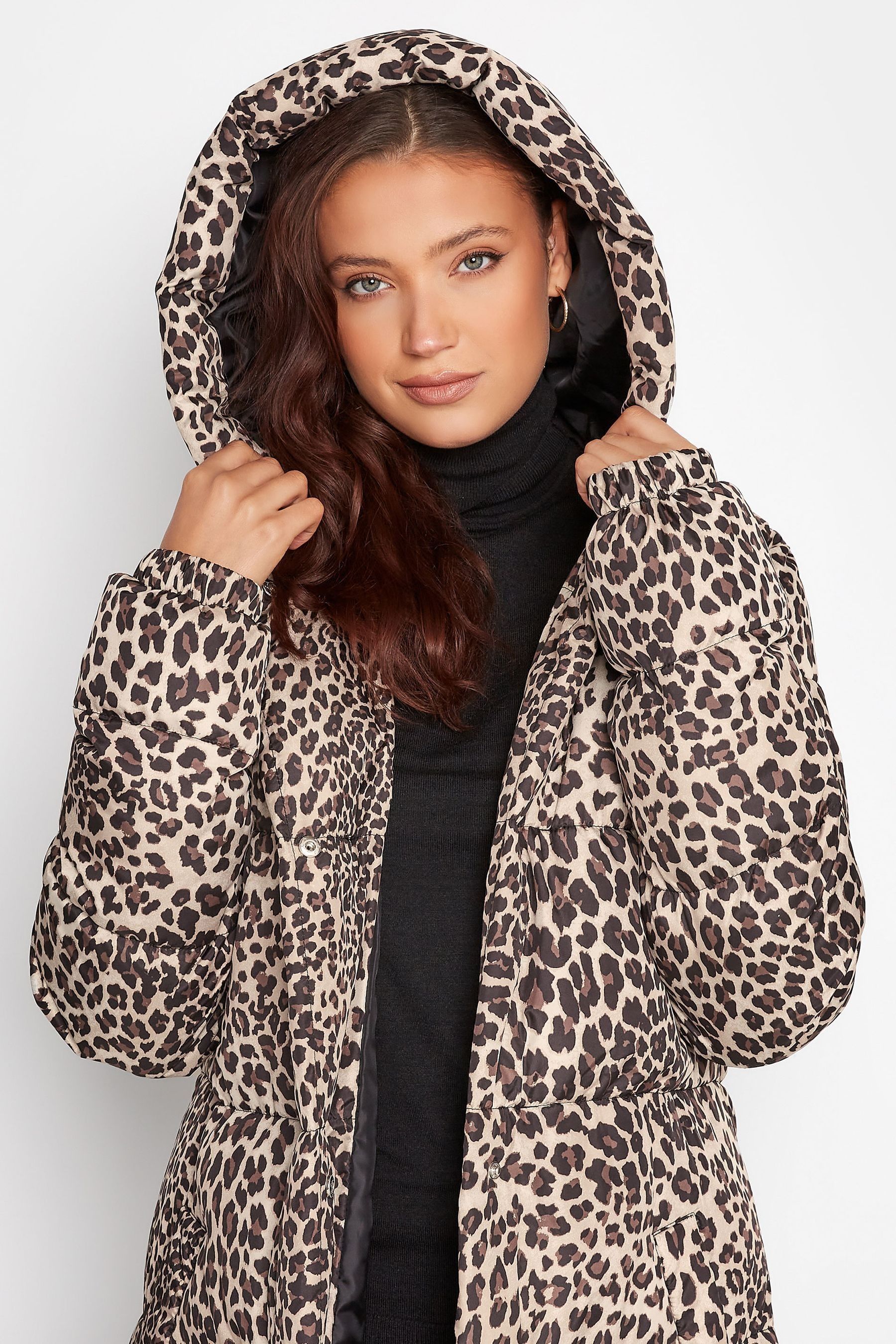 Leopard puffer coat cheap