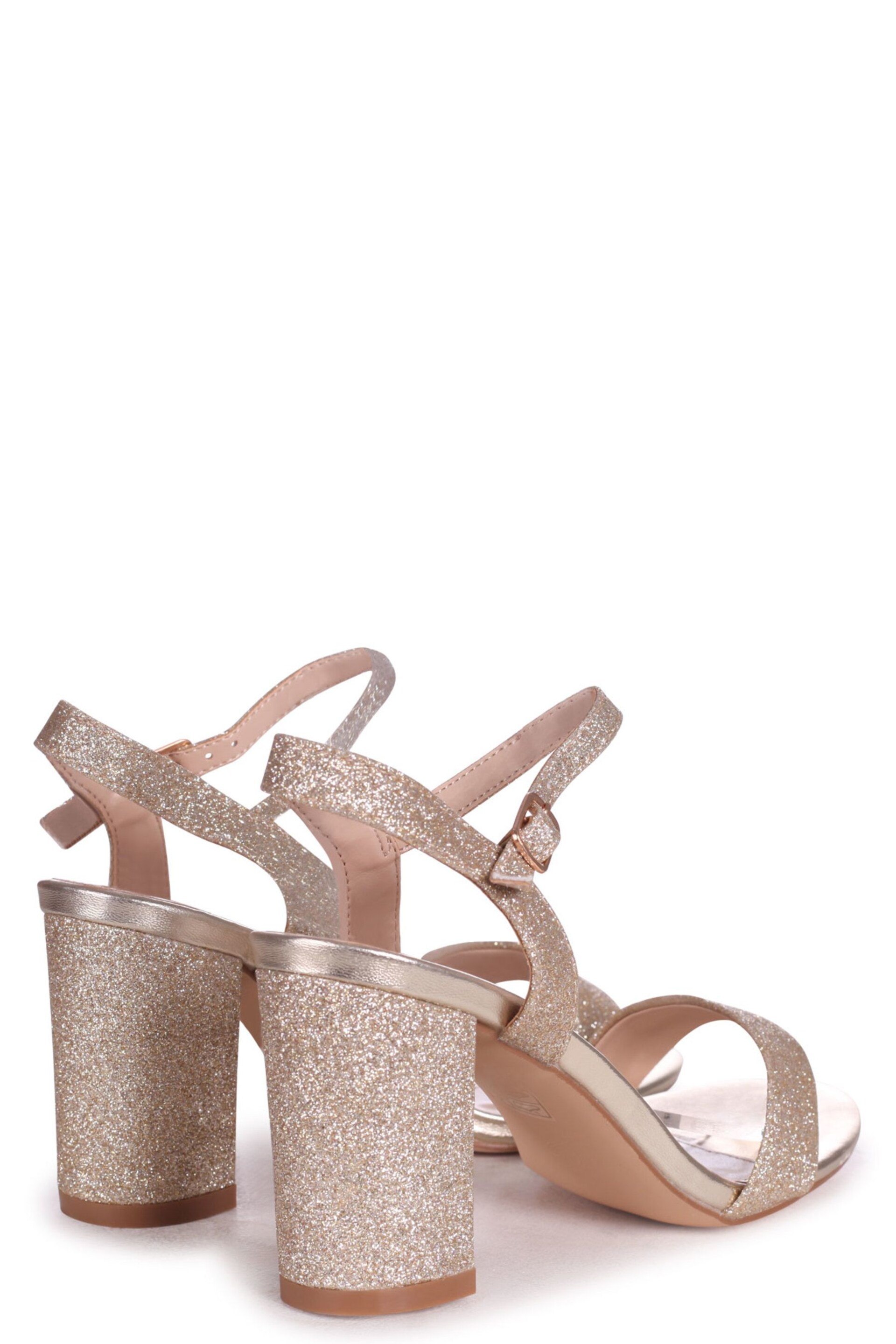 Linzi Gold Skyline Glitter Open Back Barely There Block Heeled Sandal - Image 4 of 4