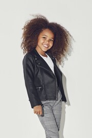 ONLY KIDS Black PU Faux Leather Biker - Image 1 of 5