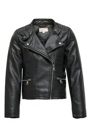 ONLY KIDS Black PU Faux Leather Biker - Image 2 of 5
