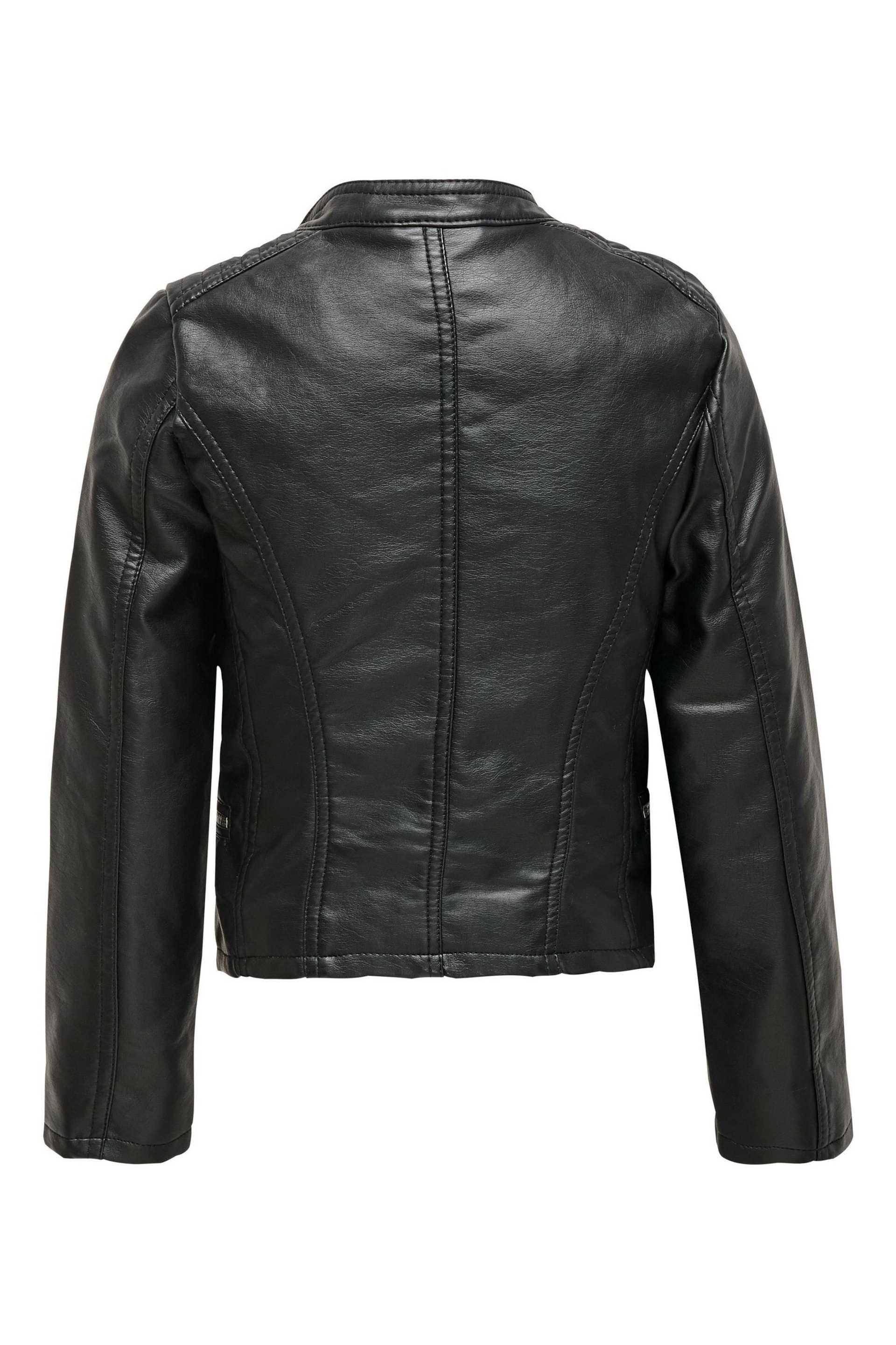 ONLY KIDS Black PU Faux Leather Biker - Image 3 of 5