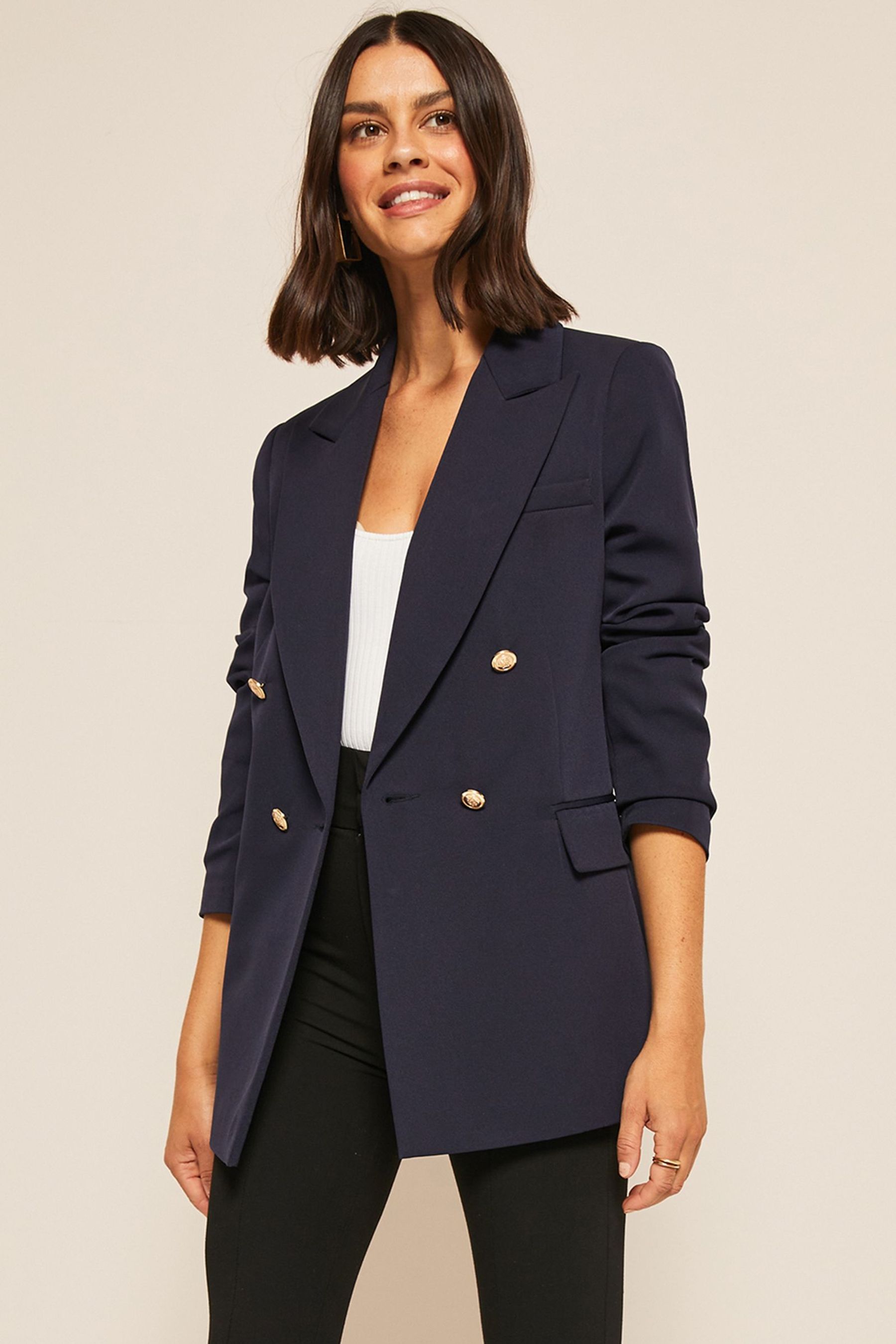 Navy military blazer womens on sale