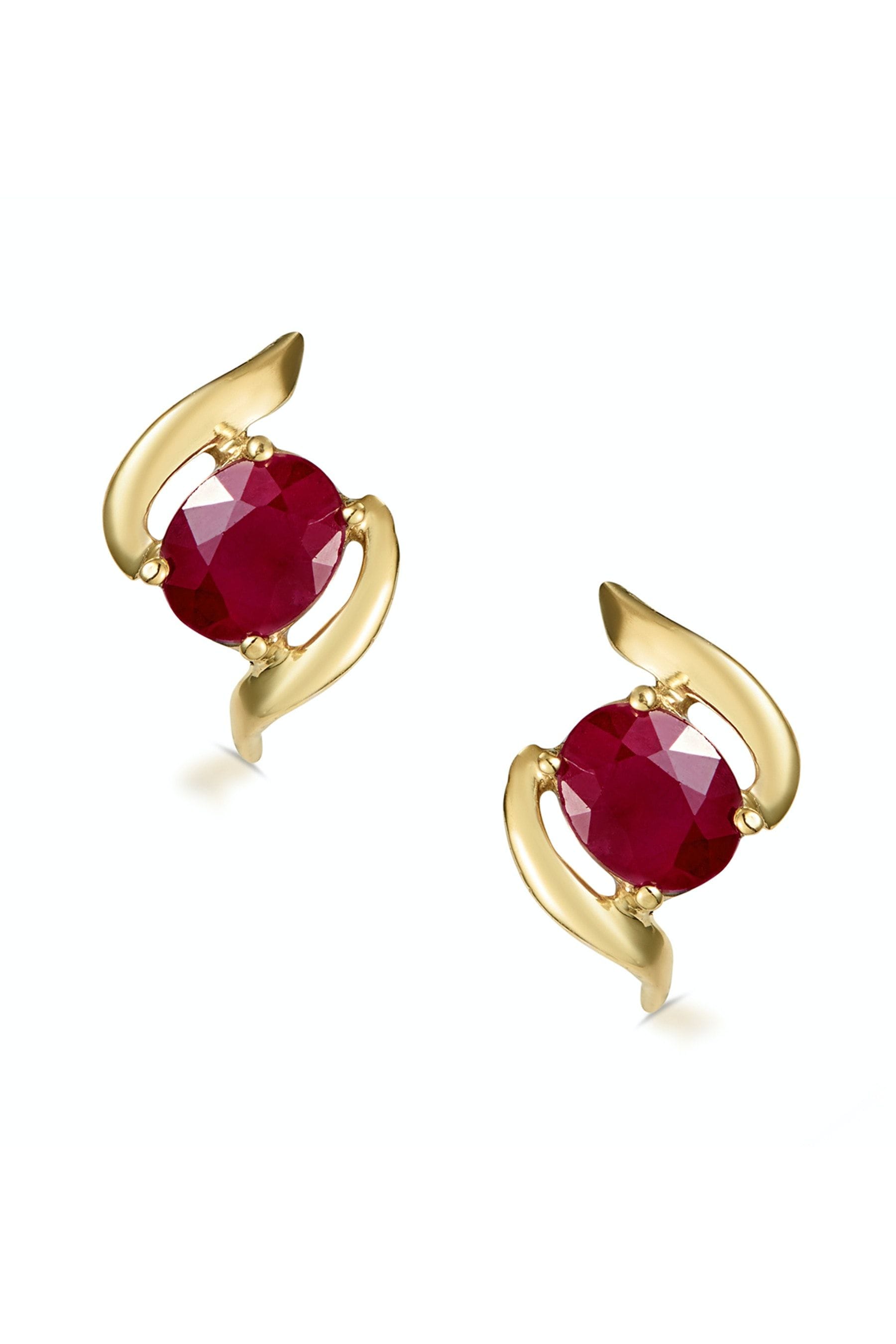 Red ruby diamond earrings clearance