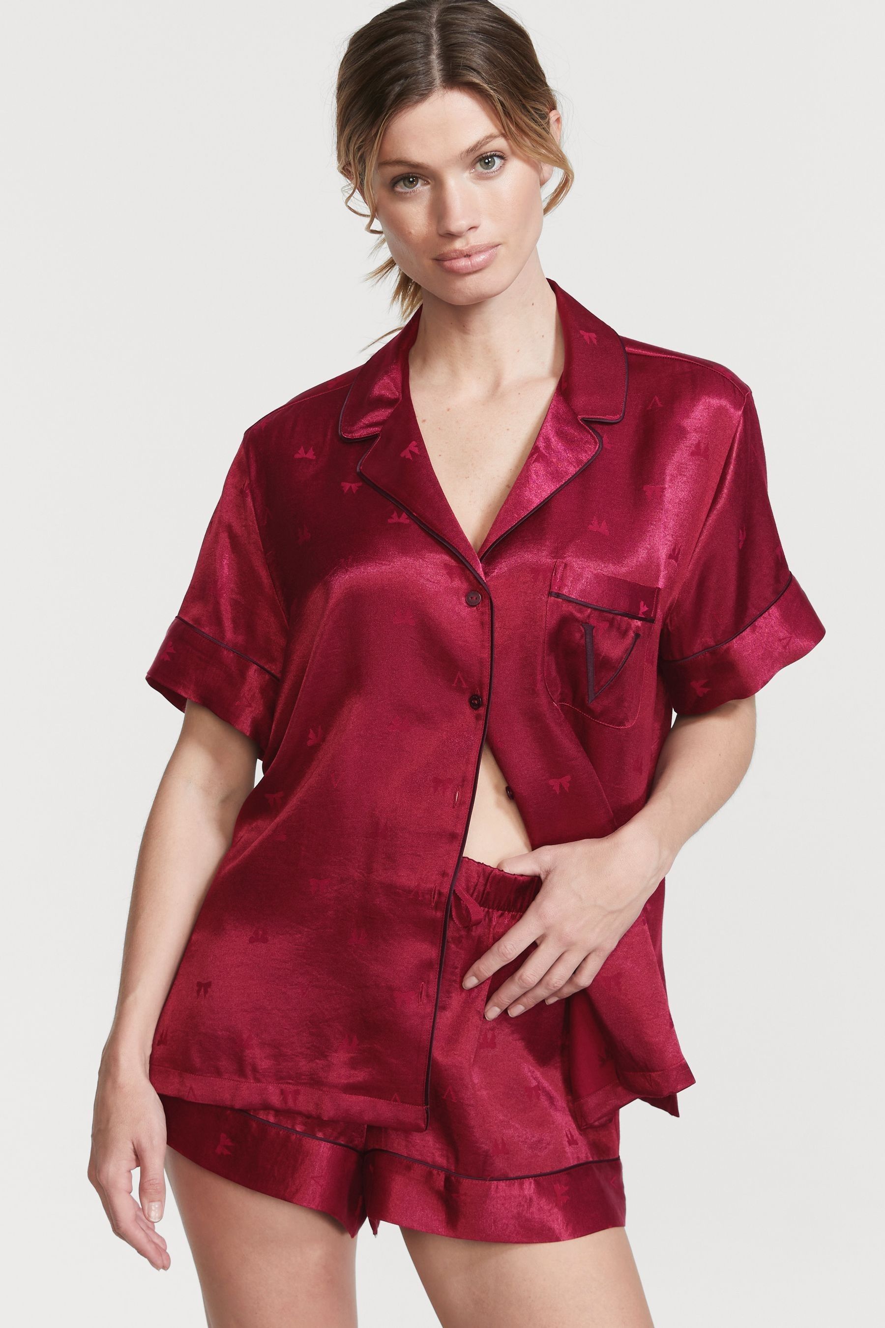 Buy Victoria s Secret Campari Red Satin Short Pyjamas from Next Ireland