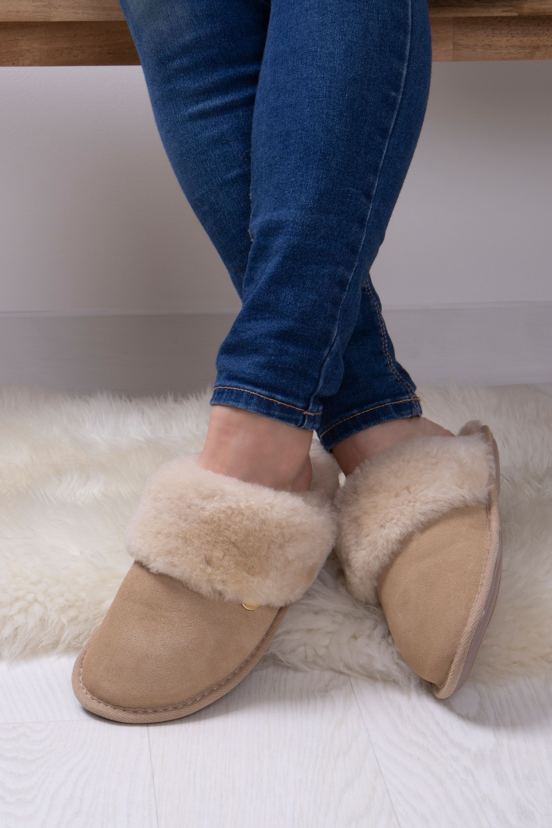 Buy Just Sheepskin Light Beige Ladies Duchess Sheepskin Slippers from Next Ireland
