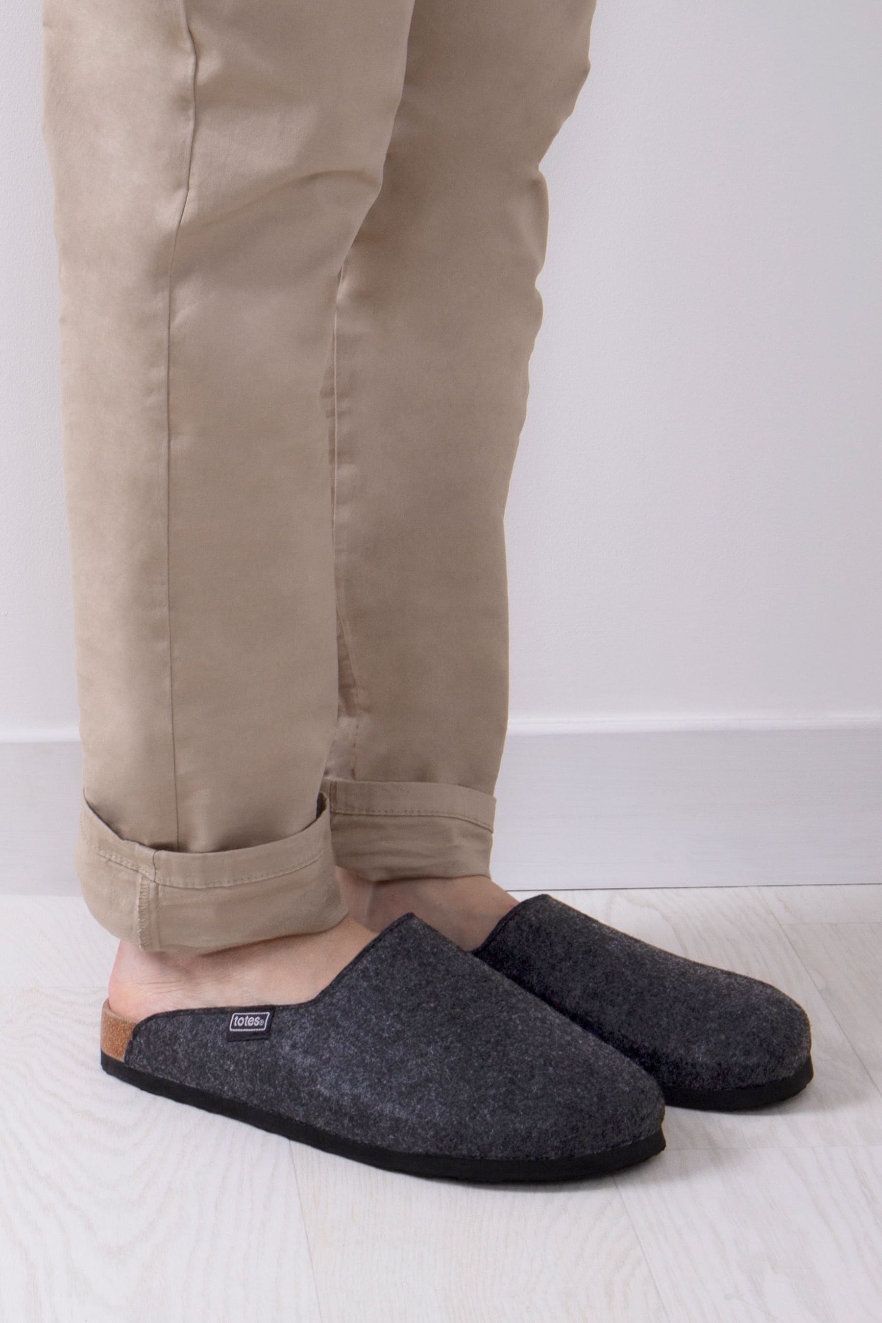 Buy Totes Grey Mens Felt Mule Slippers with Cork and EVA Sole from Next Lithuania