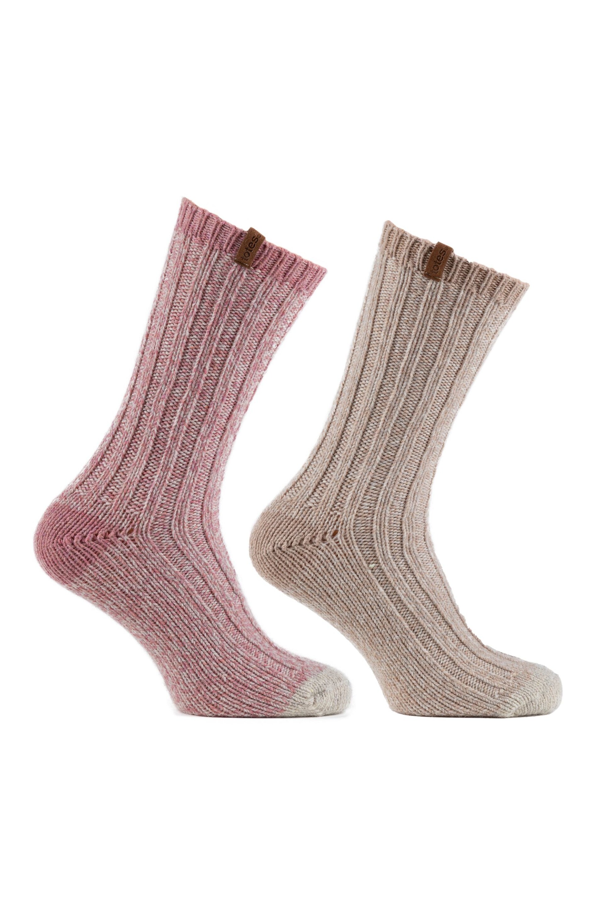 Totes Pink Twin Pack Thermal Wool Boot Socks - Image 5 of 5